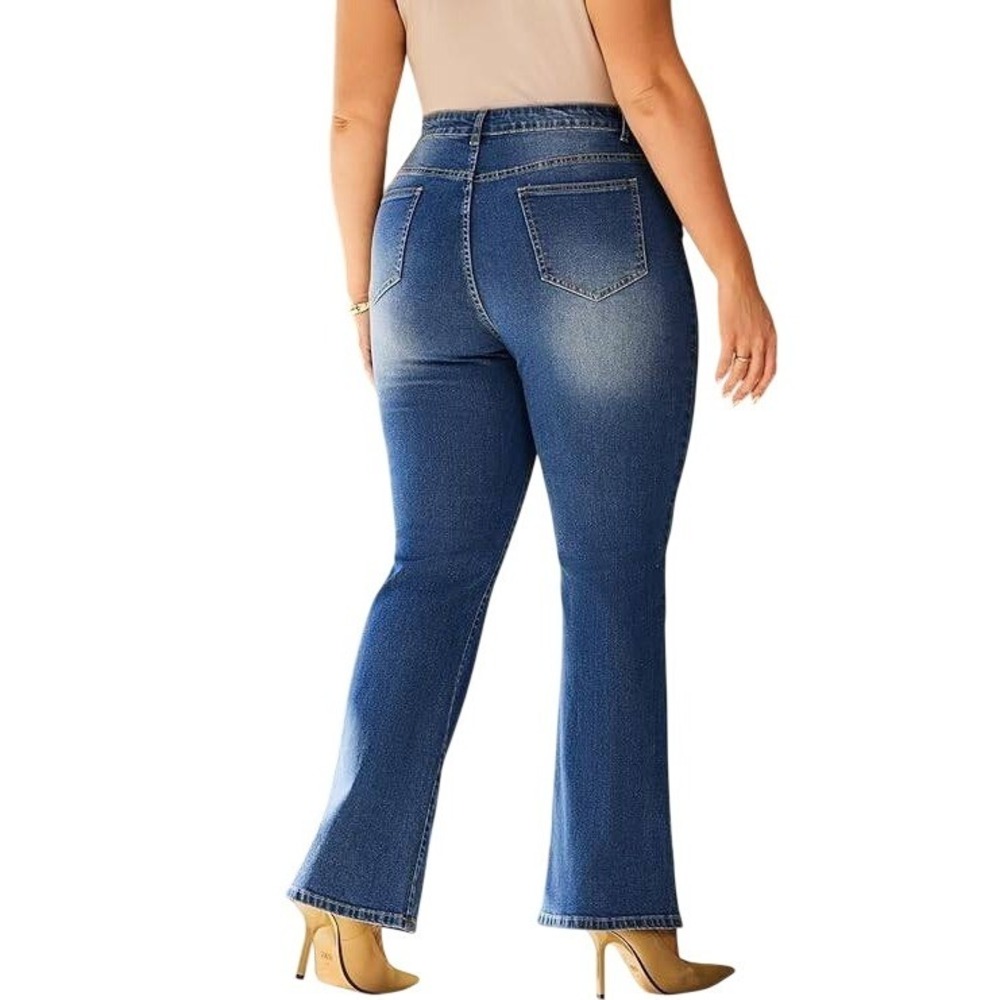 NOVA BLUE Women Jeans Button Fly Bootcut Stretch Denim Pants Size XXL